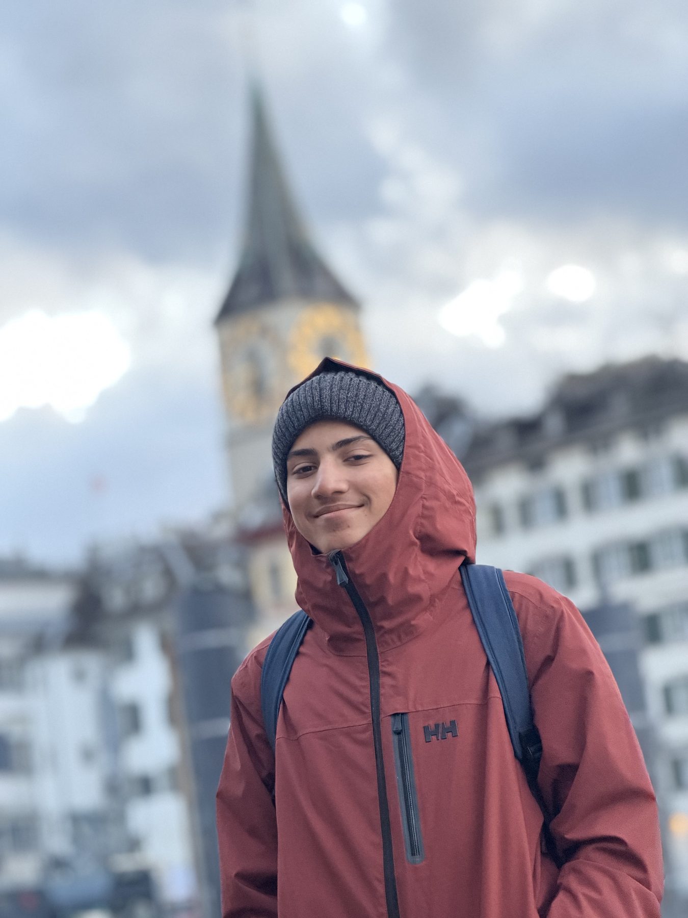 Me exploring a European city in winter
